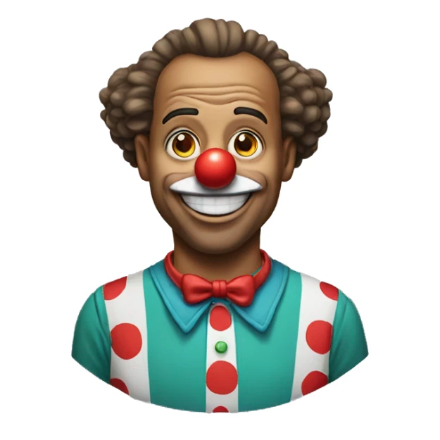 A clown wearing a shirt that says muhlai sticker