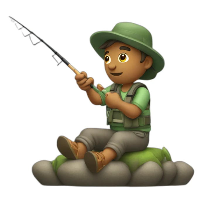 Guy fishing with a fishing Rod sticker