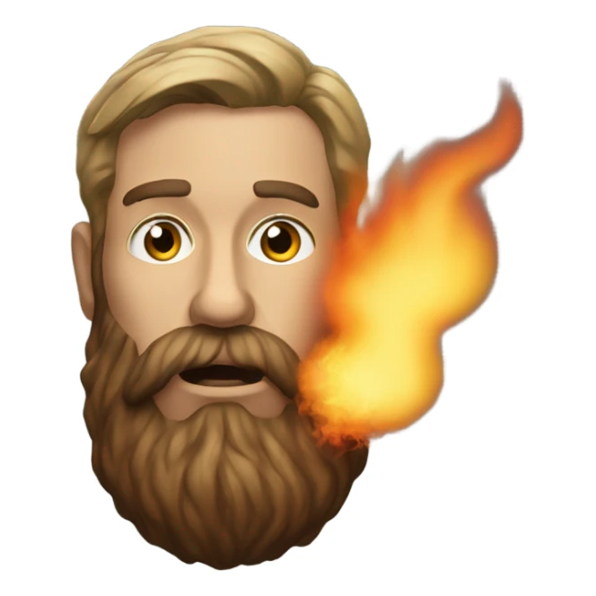 realistic portrait of bearded male breathing fire sticker