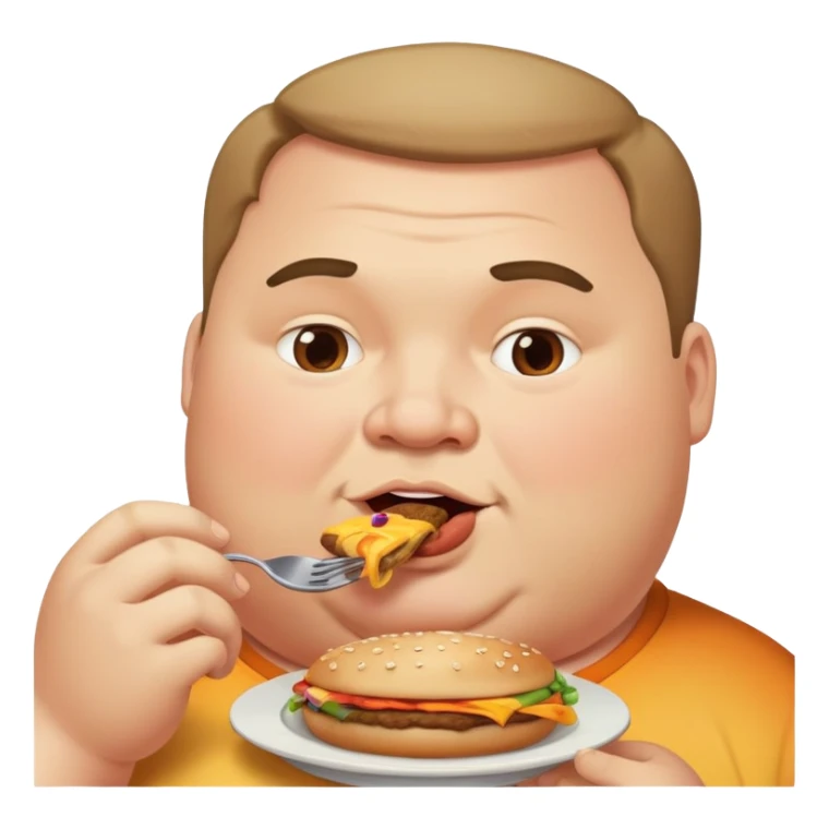 gay fat guy eating food sticker