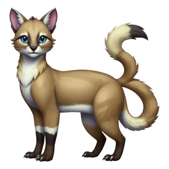 Colorful dark tropical pale light fruity pastel white glorious divine exotic cute cool beautiful shiny beautiful fantasy-caracal-civet-genet-sergal-vernid-Gryphon-Cacomistle-Trico-oncilla-animal-Fakémon-hybrid-fursona (full body) sticker