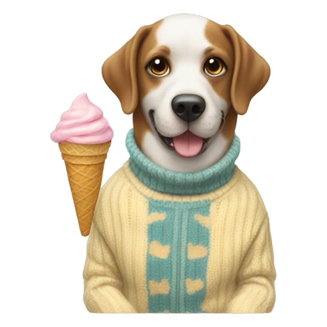 dog eating ice cream with a sweater on sticker