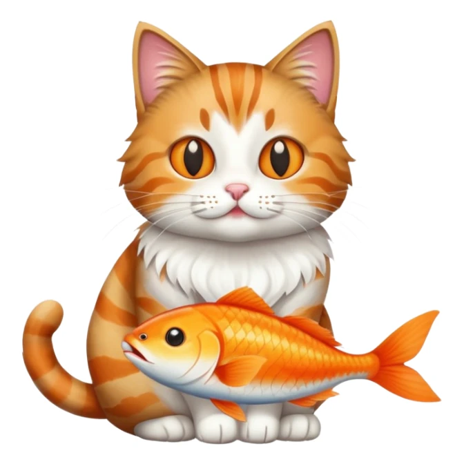 cat full body sitting with a fish in its mouth sticker