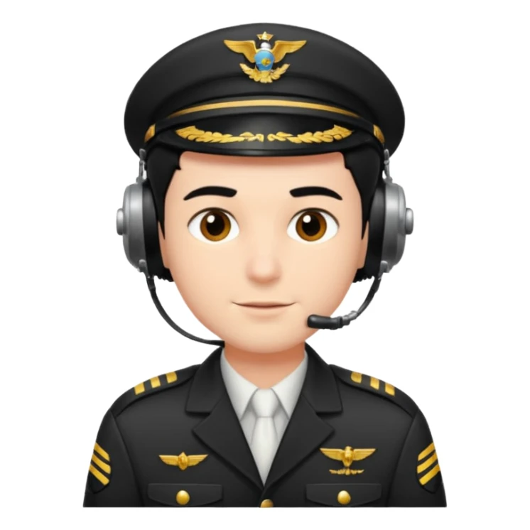 A male pilot with fair skin and short black hair sticker