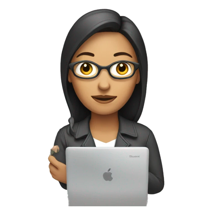 A woman with a pc in hands sticker