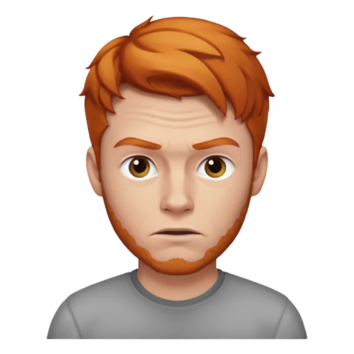 The 🤨 raised eyebrow emoji but with short ginger hair (a man) sticker