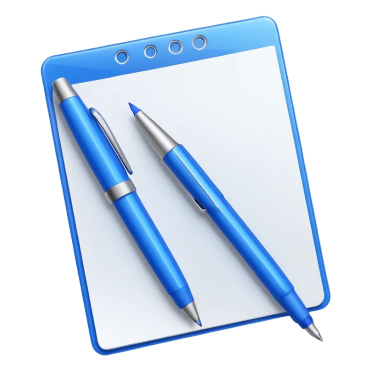 white paper and a blue colored pen sticker