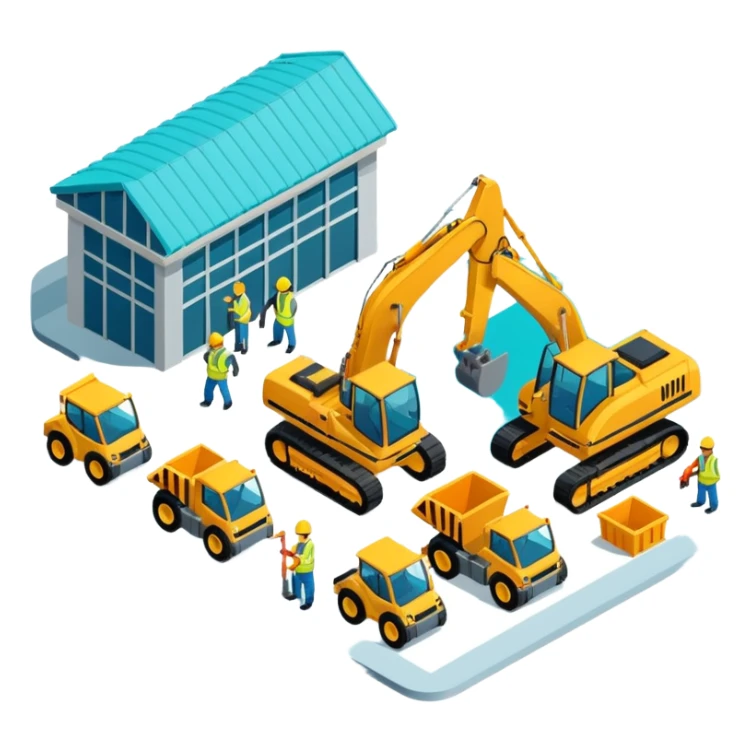 create isometric of cathay construction airport sticker