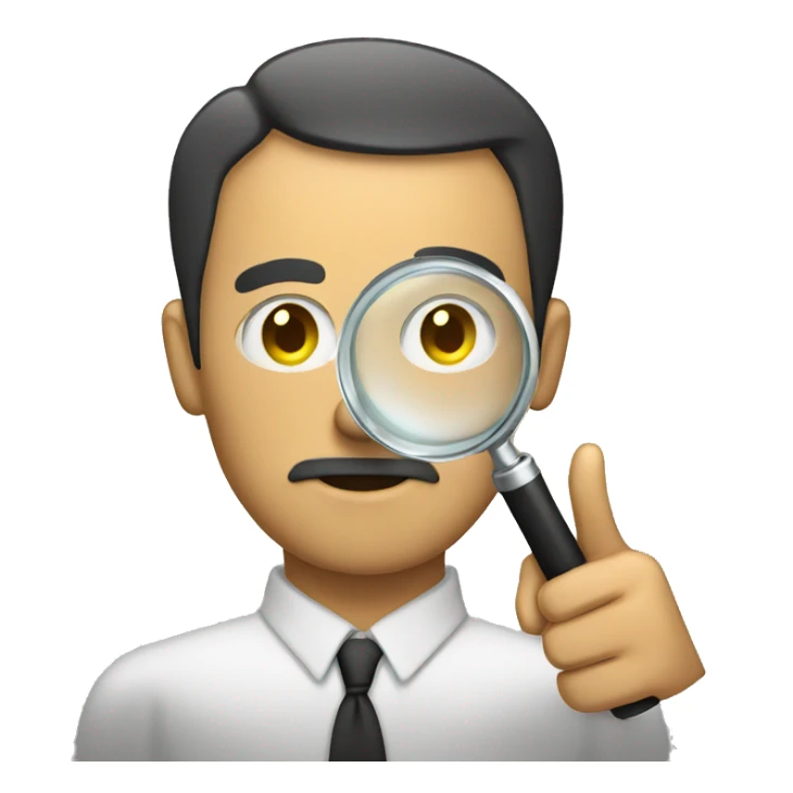 man with see through magnifying glass sticker