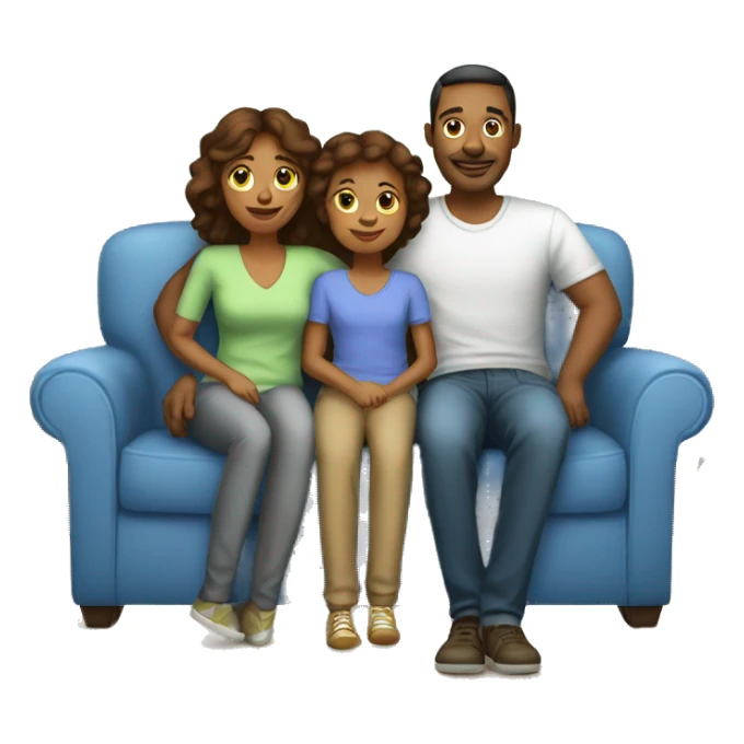 mom and dad and kid on couch sticker