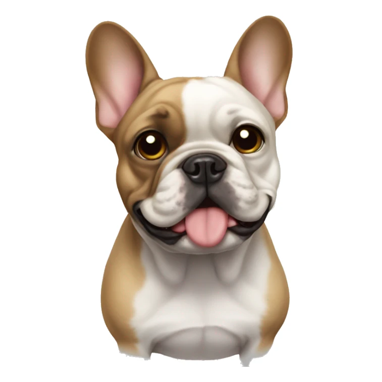 a french bulldog with a large chest sticker