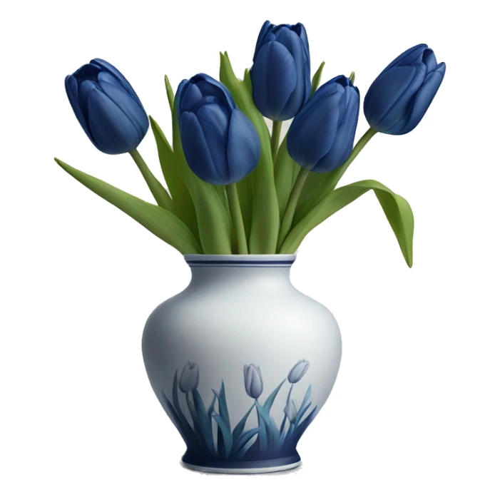 Navy blue tulips in white vase  sticker