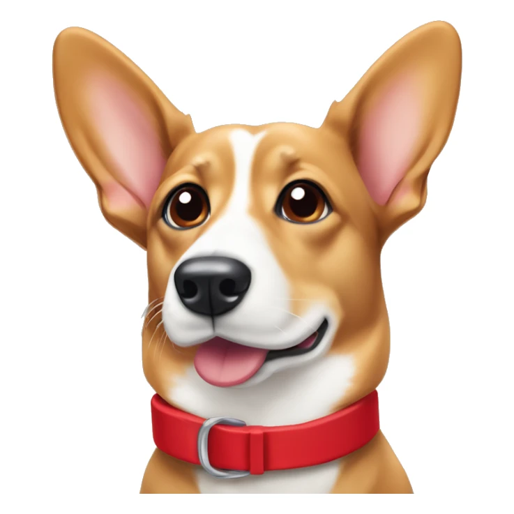 Wiener dog/corgi face tan and white, floppy ears, with red collar  sticker