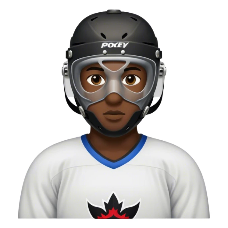 dark skinned black man with short hair wearing hockey mask sticker