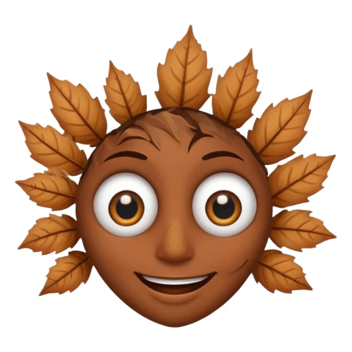 single comic dryleaf with eyes and a smile in brown less face sticker