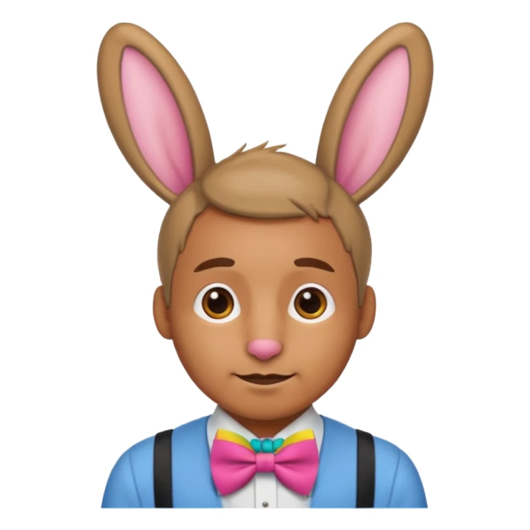 Rabbit ears and colorful bowtie wearring man sticker