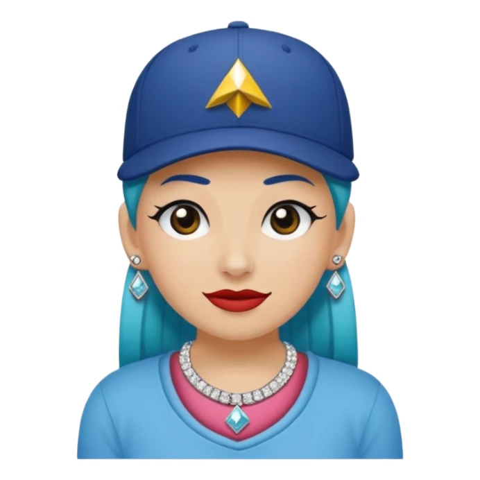 🥷🏻 crea un emojin de como el que está ay pero con gorra marca adida y un collar de diamantes ponle tatuaje en la cara y en la boca ponle brazos sticker