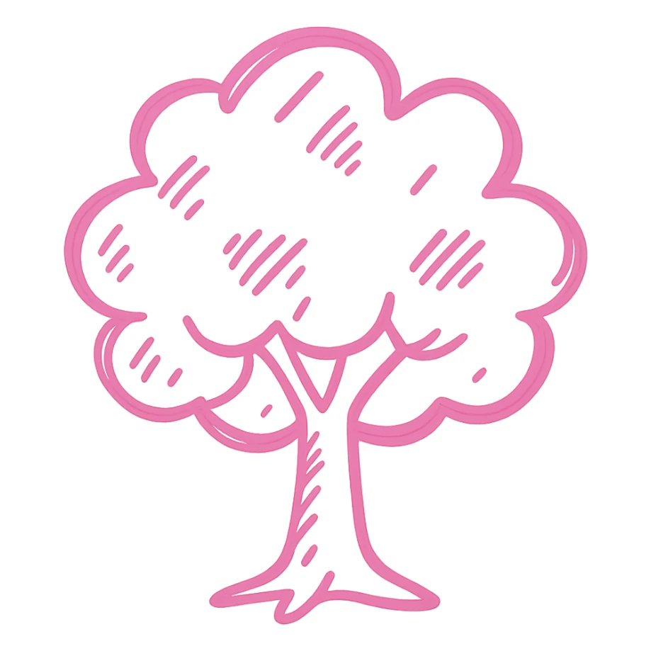 Convert the image to a hand drawn style with pink lines, no background. sticker