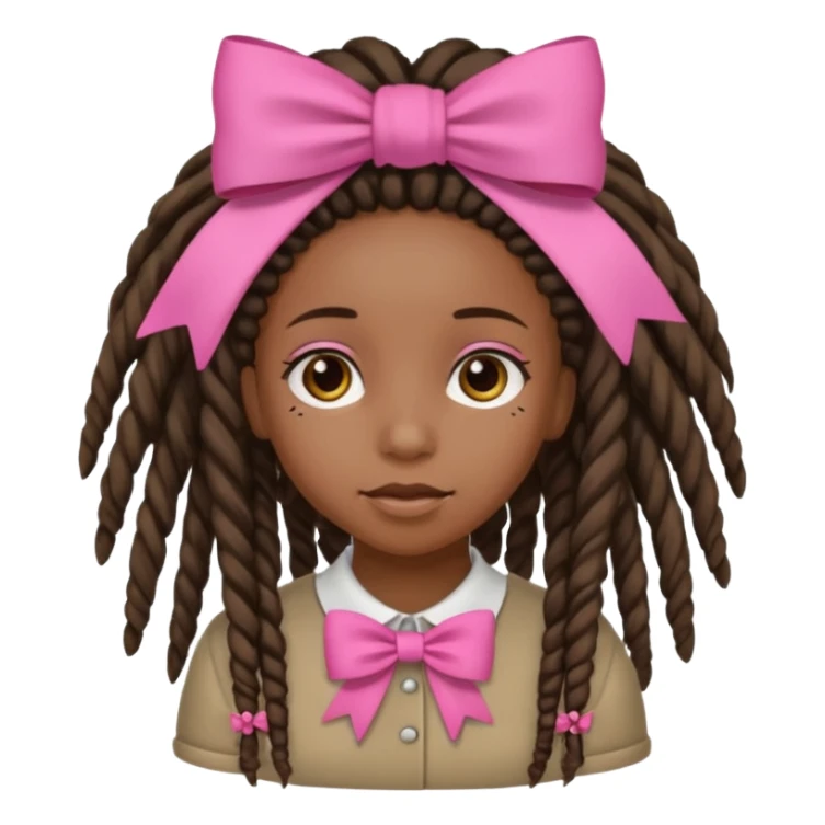 A black girl with dreadlocks and pink bows sticker