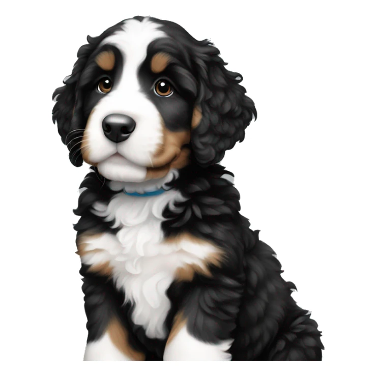 Black and white bernedoodle puppy sticker