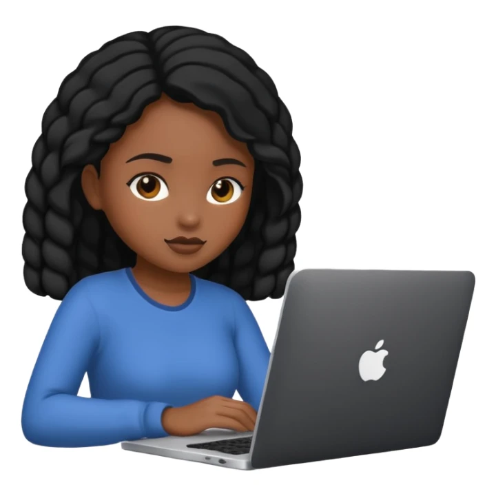 black pretty girl working hard on laptop sticker