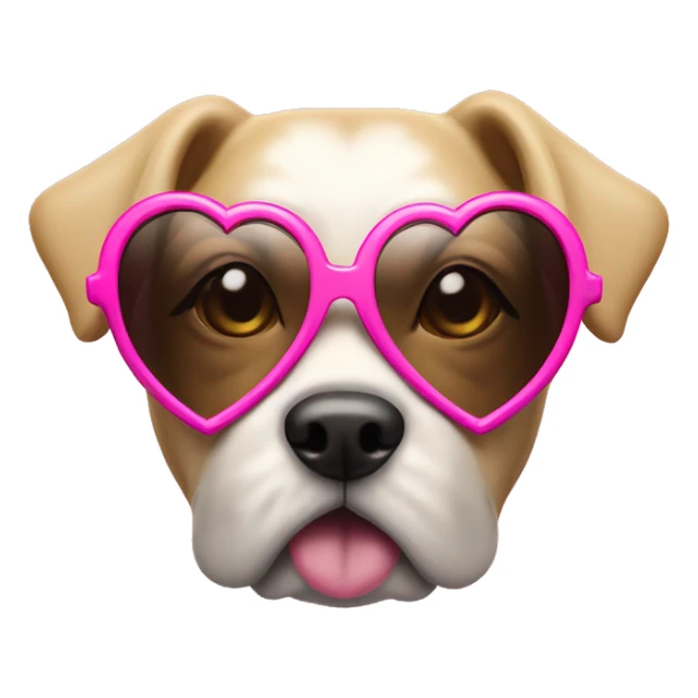 head of a lady dog with heart shaped pink sunglasses sticker