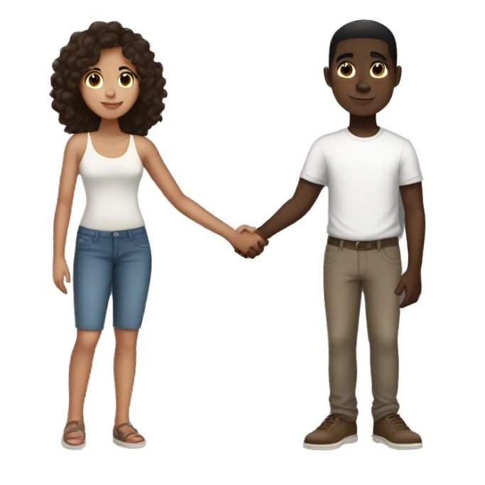 darkskin boy brunette latina holding hands  sticker