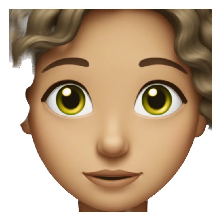 Brunette girl with wavy hair and green eyes sticker