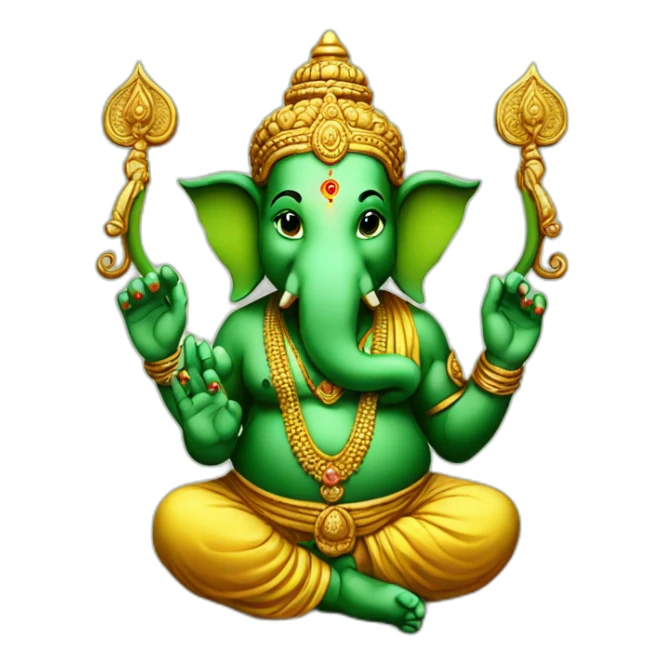 green ganesha hindu god sticker