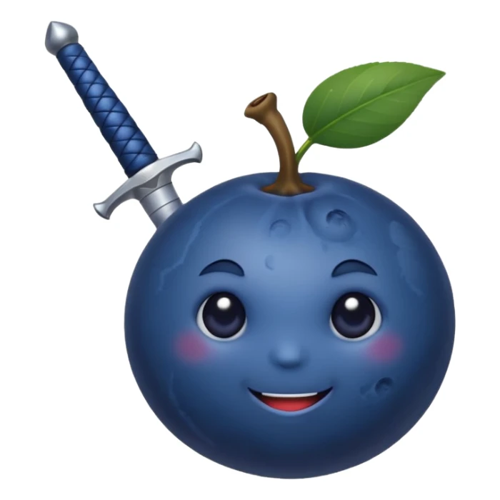 Blueberry fruit with sword in iy sticker