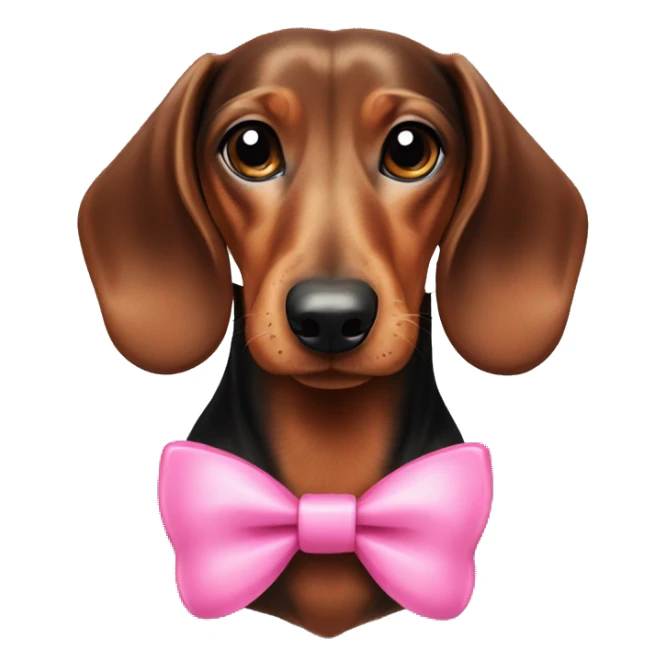 black and brown dachshund with pink bows on ears sticker