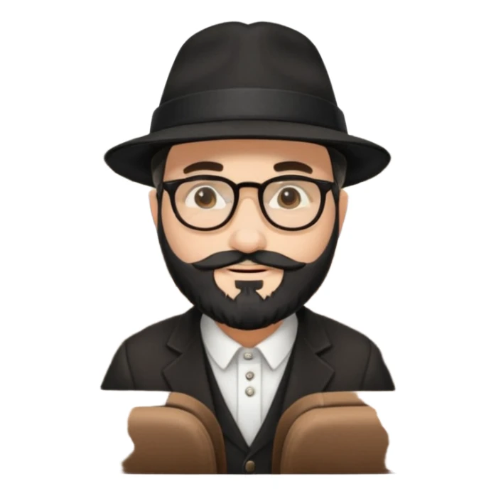 rabbi with a black hat, glasses, and blackish beard on airplane  sticker