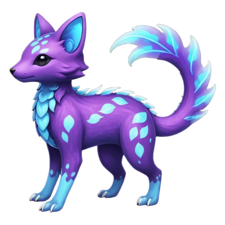 Rare realistic purple indigo violet nebulae shiny sparkly dark-neon glowing bioluminescent edgy badass epic pretty beautiful handsome gorgeous aesthetic colorful vibrant Vernid-Trico-species-Fakemon-creature by LiLaiRa, 4 legs, 1 tail, random markings, (full body) sticker