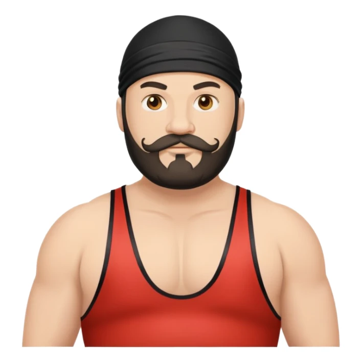 White skin fat guy with black durag, beard and mustache in wrestling singlet sticker