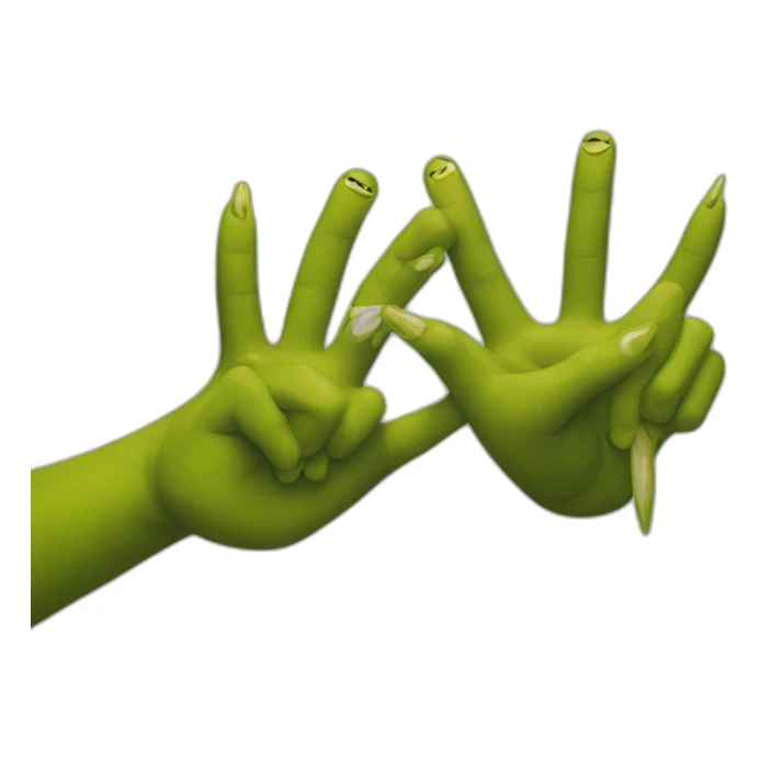 painting nail emoji with Shrek hands sticker