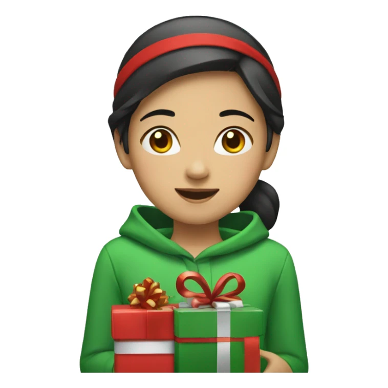 Asian girl with Christmas  sticker