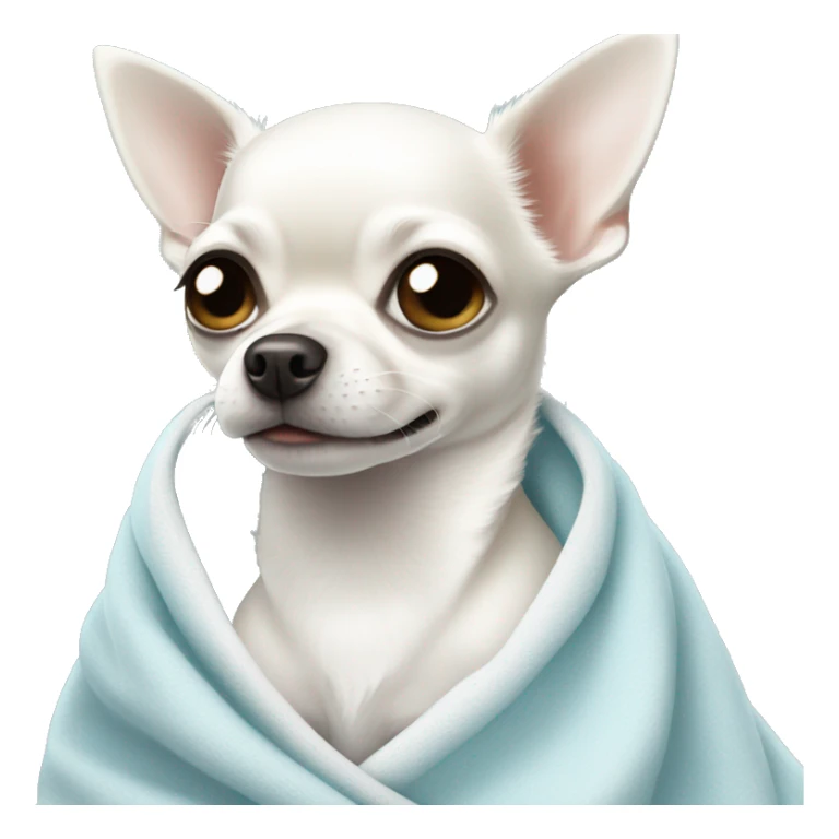 white chihuahua in a light blue blanket sticker