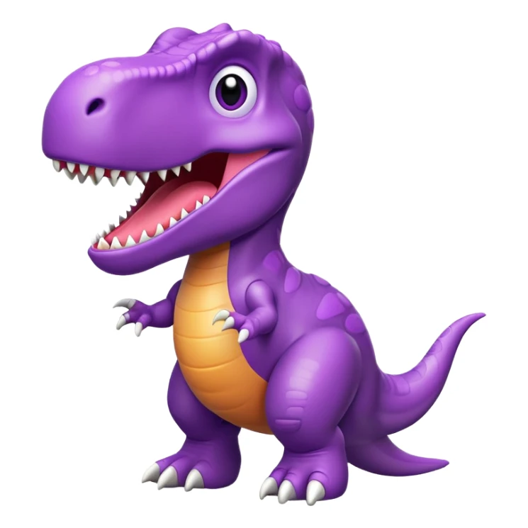 A purple toy T-Rex dinosaur with a happy expression and short arms sticker