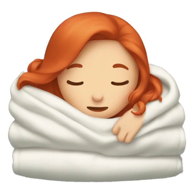 Girl with red hair sleeping in blanket sticker
