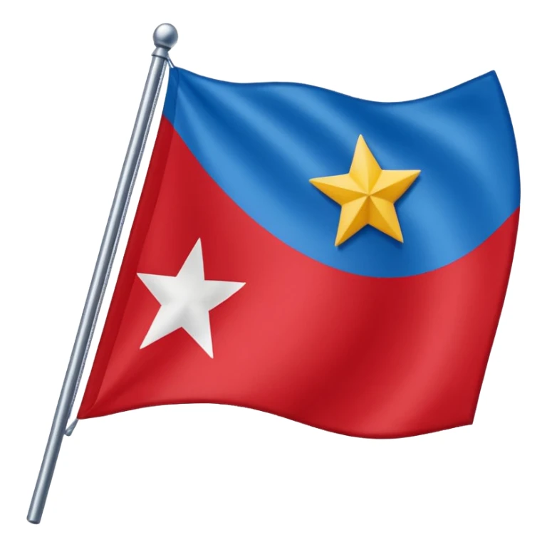 Bandeira vermelha, com uma faixa branca na diagonal, e uma estrela azul no meio sticker