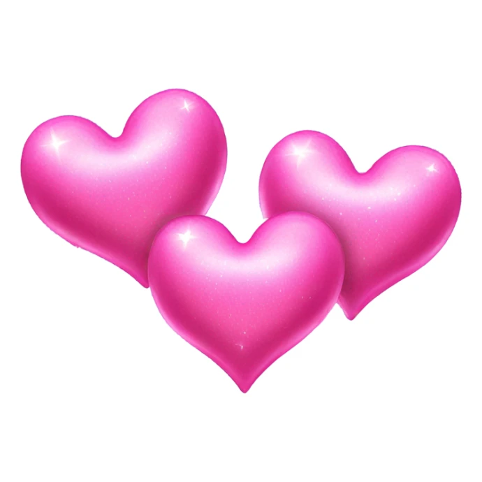 3 pink hearts and some sparkles, no faces sticker