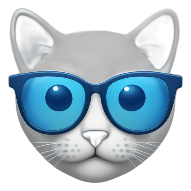 Gato con lentes con un lado de color azul  sticker