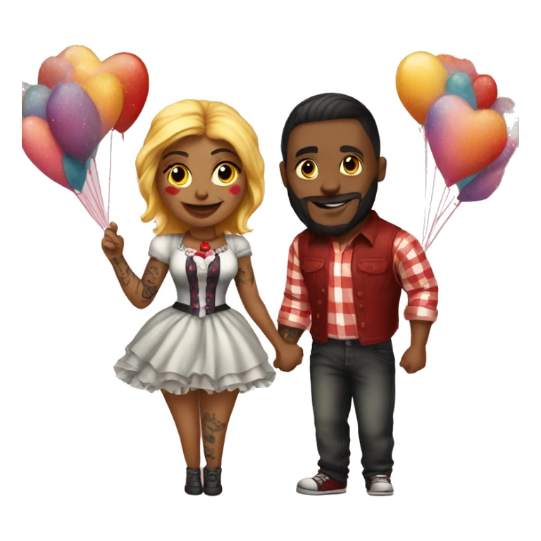 Romantic carnival date for beautiful tattooed couple sticker