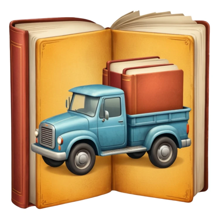 a book with a truck on the cover sticker