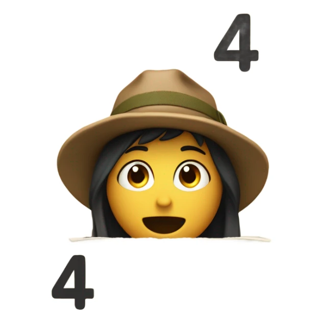 number "4" and "0" playing hide and seek, with second "4" holding a map upside down, wearing explorer hat and looking confused sticker