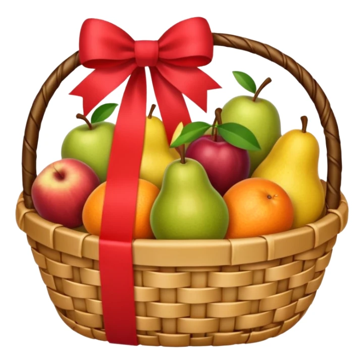A luxury basket with wrapped fruits and ribbon bow.








































 sticker