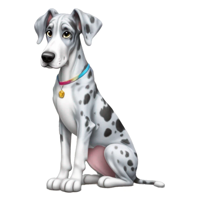 Blue Merle Great Dane with piano sticker