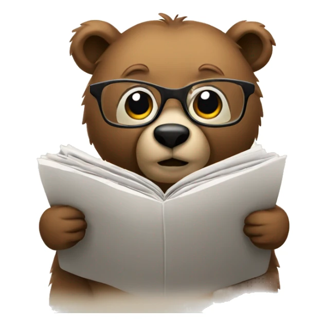 bear who wears glasses reading newspaper sticker