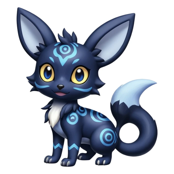 Shiny Cute Adorable Umbreon-Litten-Noibat-Meowstic-Hybrid-Creature with pattern-markings sticker
