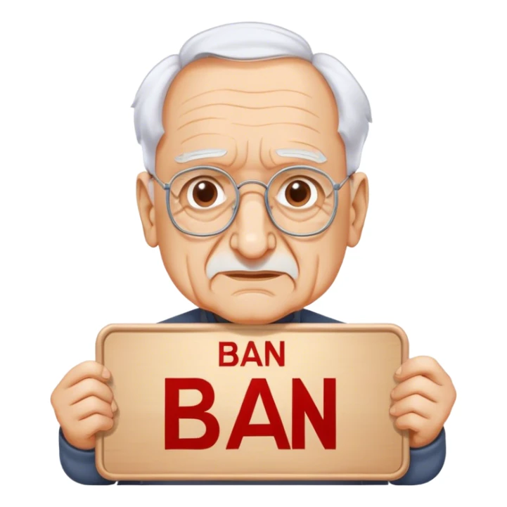 Frank Gehry with a "Ban AI" sign sticker
